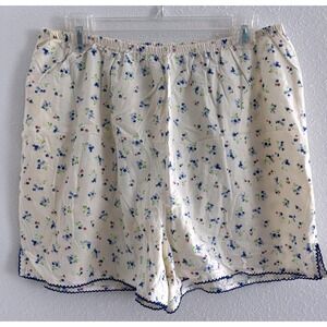 Ditzy Floral Shorts Womens Large Cream‎ Cotton Cottagecore Prairie Lounge